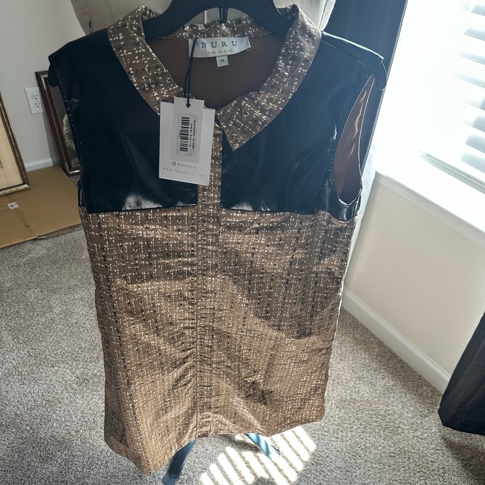 Buru Black and Gold Sleeveless Dress